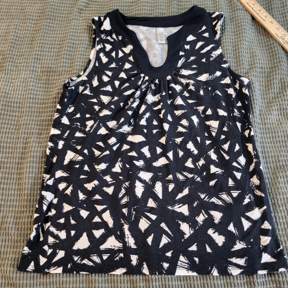 Sonoma Women Tank Top XXL Black White Geometric Knit Casual Workwear